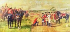 For his bravery Thomas Brown was made a Knight Banneret on the battlefield by George II, the last time a British monarch led his soldiers into battle. — at Dettingen.