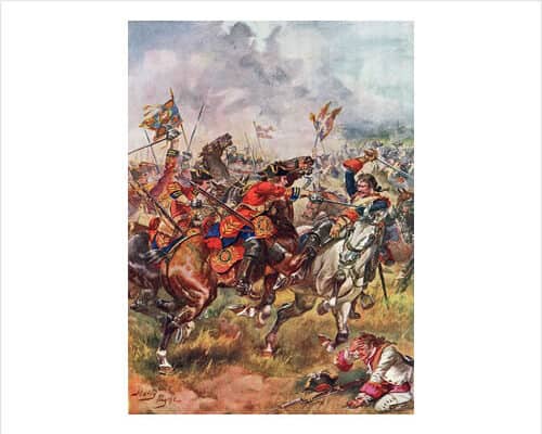 Bland’s King’s Own Royal Dragoons: Battle of Dettingen fought on 16th June 1743 in the War of the Austrian Succession: picture by Harry Payne
