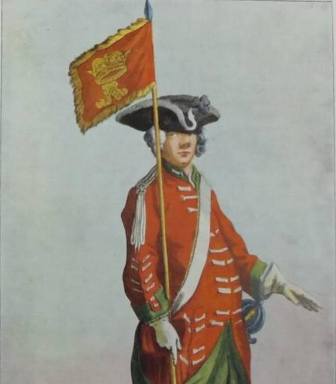 Dragoon George Daraugh of Sir Robert Rich’s Dragoons (4th Queens Own Hussars): Battle of Dettingen 16th June 1743 in the War of the Austrian Succession.